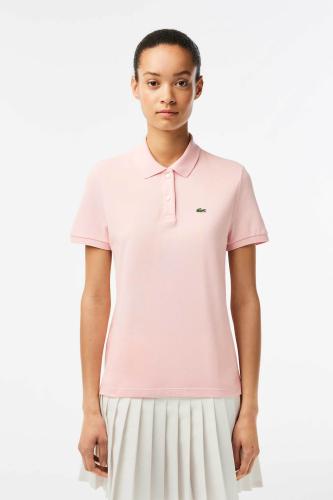 Lacoste γυναικεία μπλούζα πόλο μονόχρωμη πικέ Regular Fit - PF7839 Ροζ Ανοιχτό 42